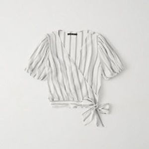 ⚡️Abercrombie & Fitch Puff Sleeve Wrap Front Blouse Sz S